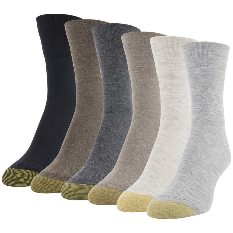 GOLDTOE Women's Ultra Soft Mid Crew Socks, 6-Pairs, Light Grey Assorted, Shoe Size: 6-9 - Image 1
